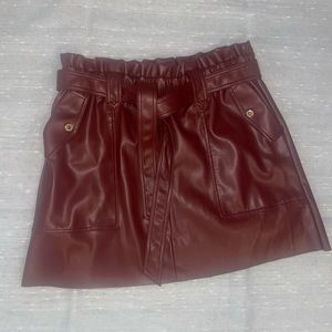 Marc New York by Andrew Mark Belted Faux Leather Skirt Burgundy; Size L